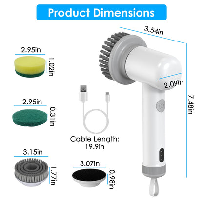 Cordless Electric Spin Scrubber with 3 Brush Heads