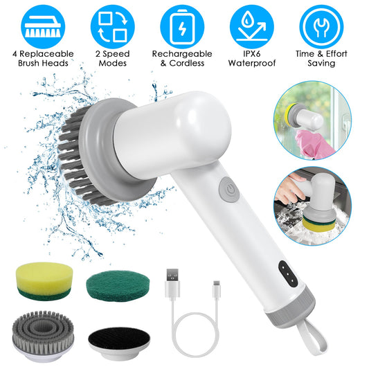 Cordless Electric Spin Scrubber with 3 Brush Heads